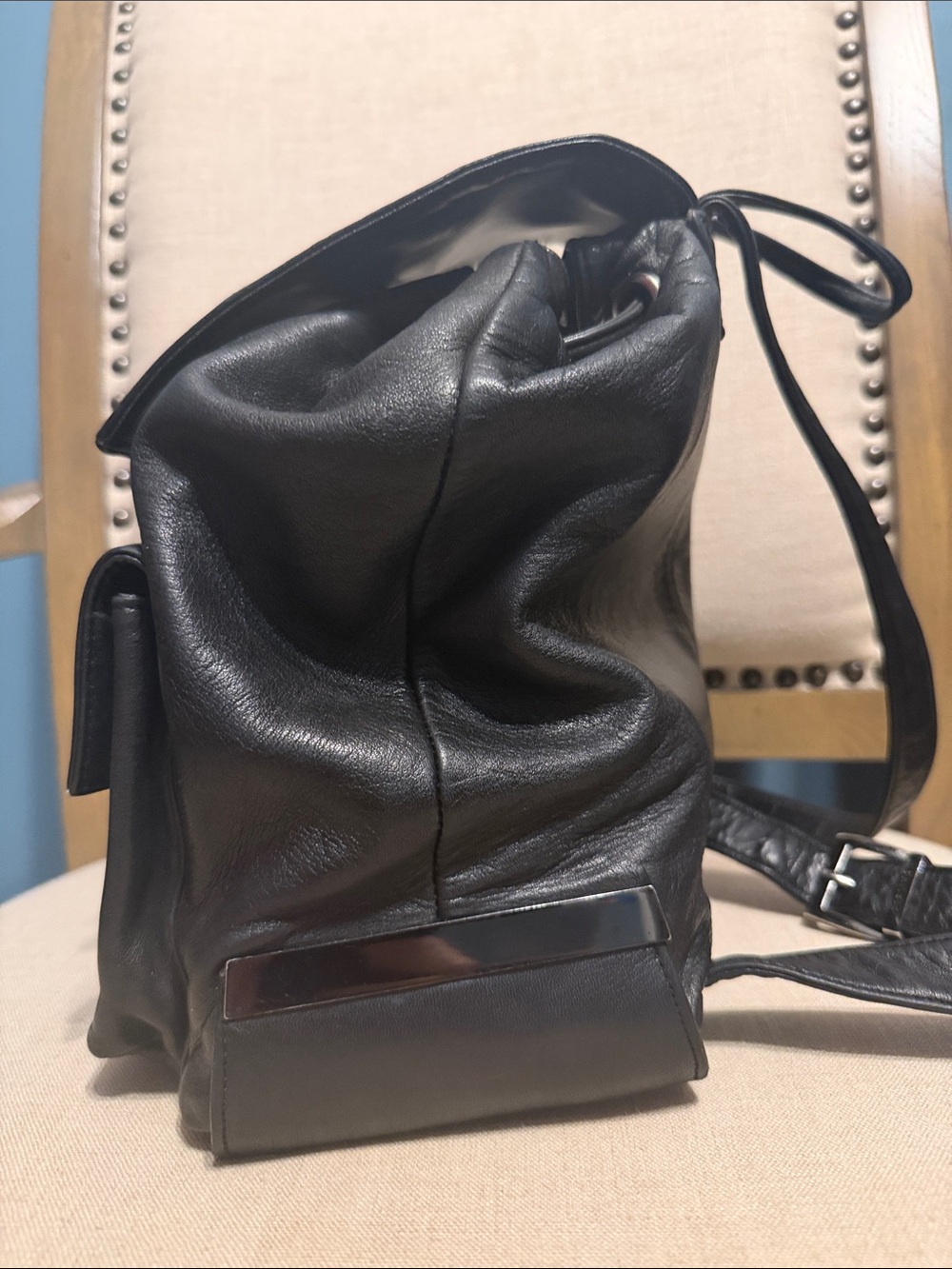 Perlina Black Leather Small Backpack - Picture 6 of 14